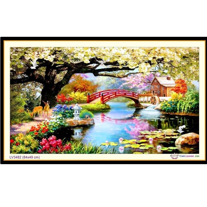 Tranh thêu ngôi nhà hạnh phúc LV3482 - kích thước: 84 * 49cm.