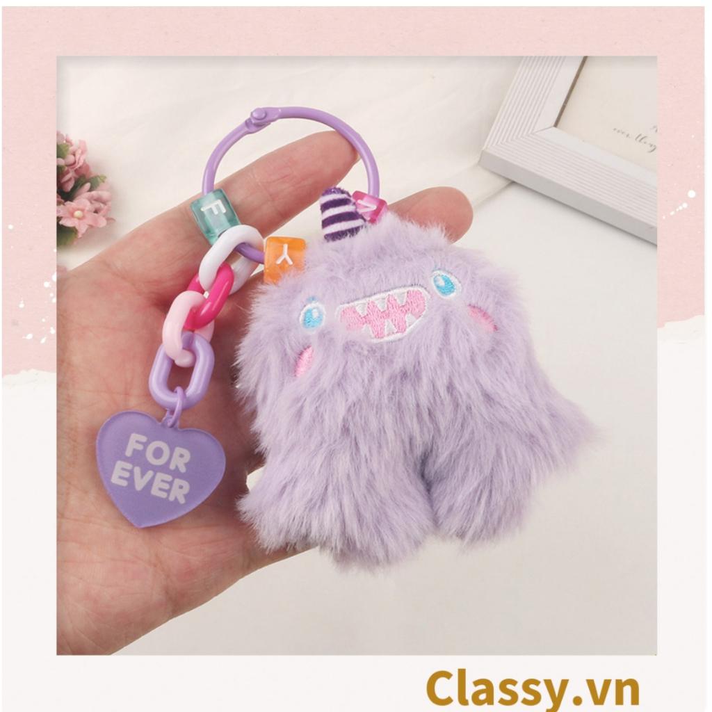 Móc khóa Classy, móc đeo điện thoại búp bê lông siêu mịn, gắn túi xách, chìa khóa, điện thoại PK1502