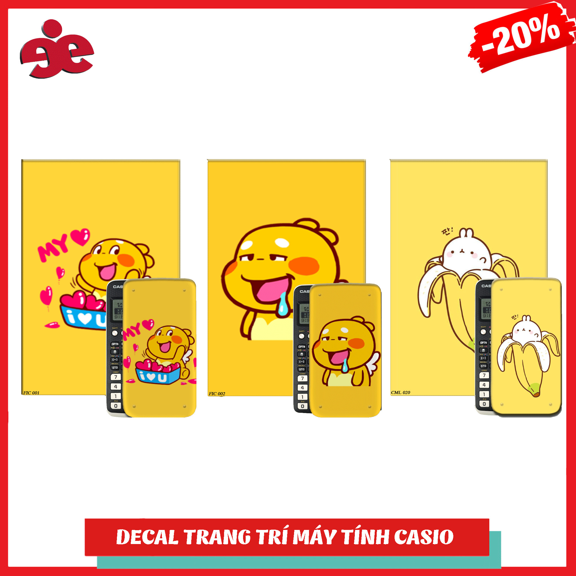 COMBO 5 DECAL QOOBEE TRANG TRÍ DÀNH CHO MÁY TÍNH CASIO / VINACAL