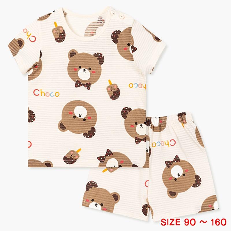 Đồ bộ quần áo thun cotton dành cho bé trai, bé gái mặc nhà mùa hè Unifriend Hàn Quốc U2022-12. Size đại 5, 6, 8, 10 tuổi