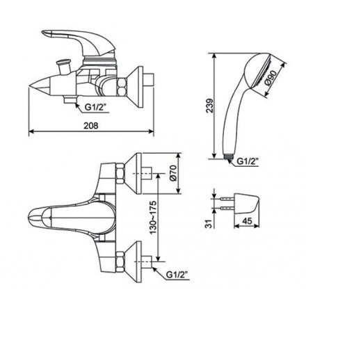 Vòi sen tắm nóng lạnh American Standard -Saga WF-1511