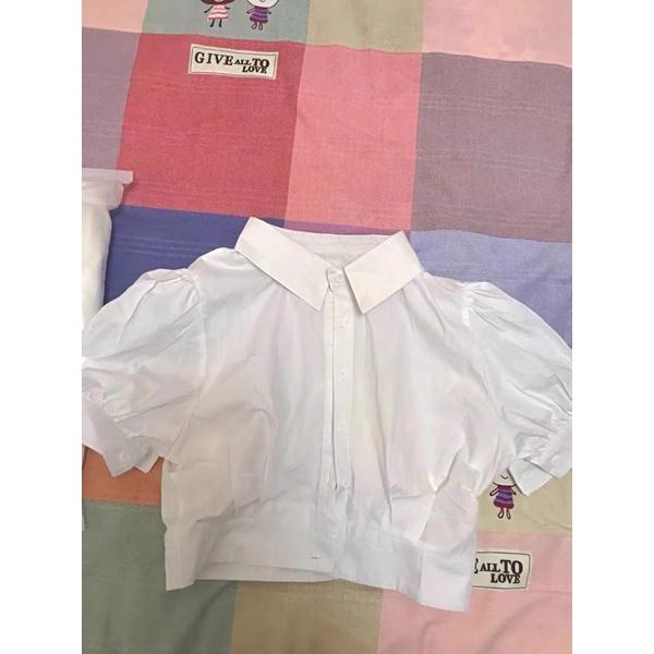 Áo sơ mi croptop tay phồng nữ M12