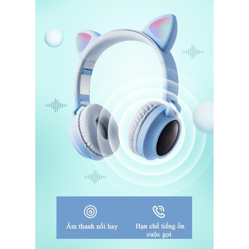 Tai Nghe Mèo Headphone Chụp Tai Bluetooth 5.0 P47M Không Dây Hình Tai Mèo Dễ Thương Giá Rẻ Siêu Cute 2021