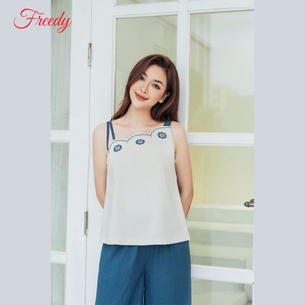 Đồ ngủ, Bộ 2 dây thêu thổ cẩm linen Freedy WBH2223