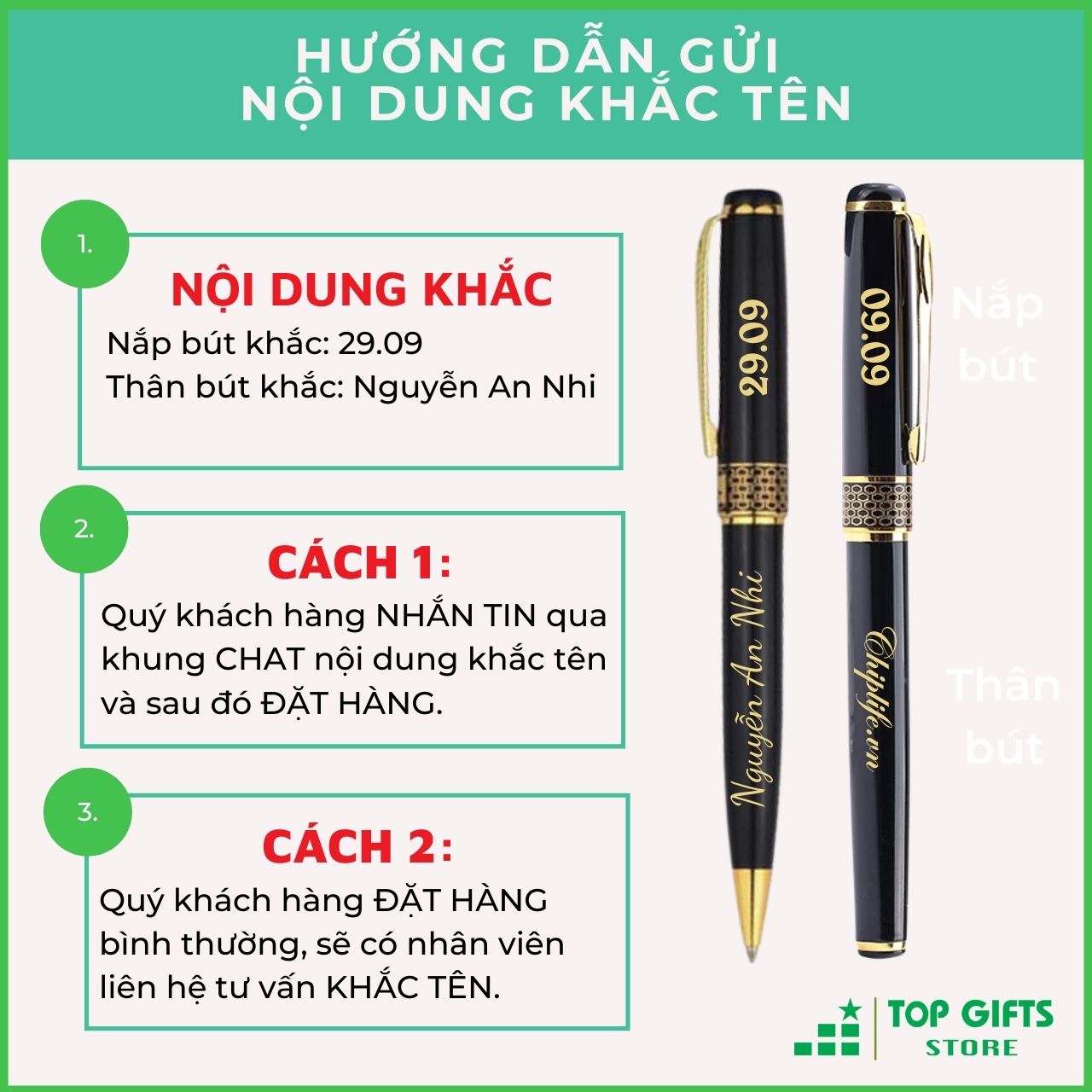 Bút ký khắc tên ALAN nắp bật viền vàng ngòi 0.5mm ALV026| Quà tặng sinh nhật + Ruột bút