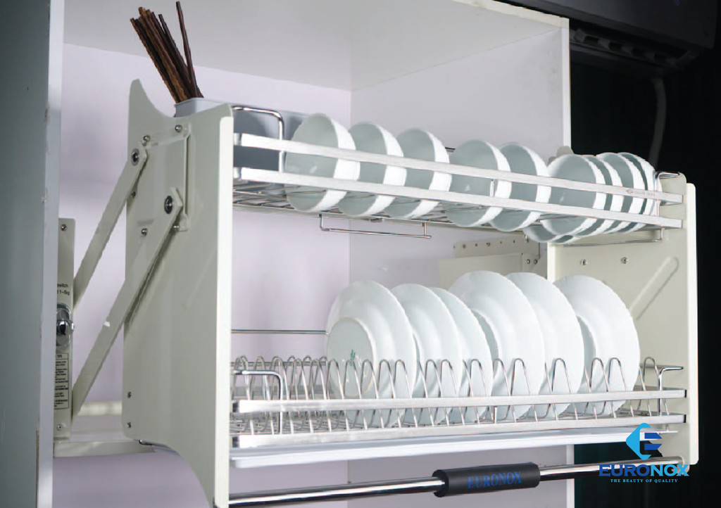 Giá bát đĩa nâng hạ Lift Dish Rack Inox Bóng