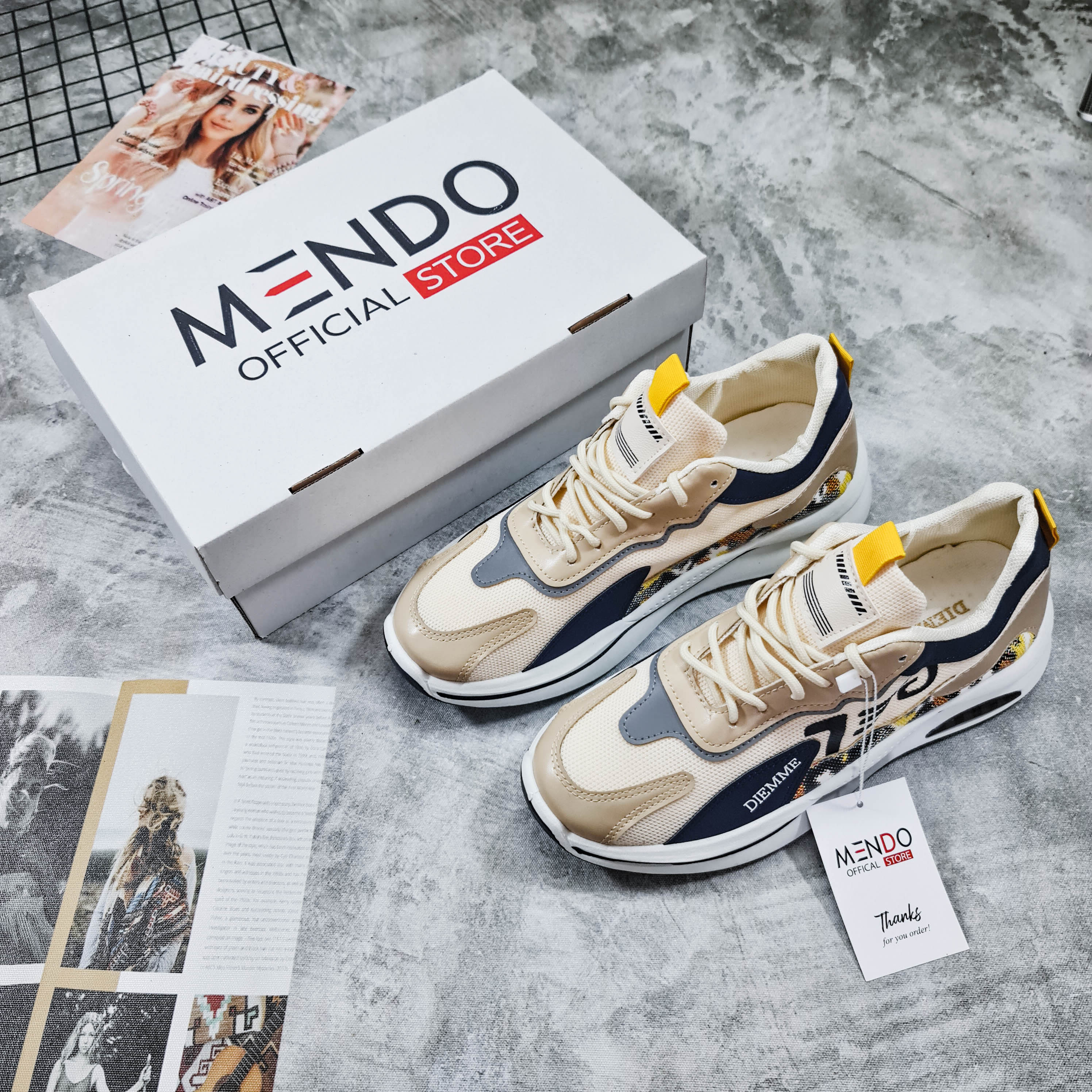 Giày Thể Thao Nam MENDO - Giày Sneaker Màu Kaki - Xám - Đen, Giúp Tăng Chiều Cao Tự Tin Ra Ngoài- G5040