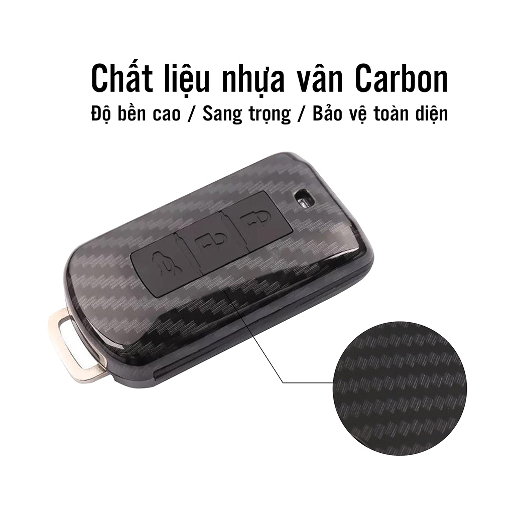 Ốp chìa khóa dành cho xe Mitsubishi Xpander chất liệu nhựa ABS mạ vân Cacbon - Hàng Chính Hãng