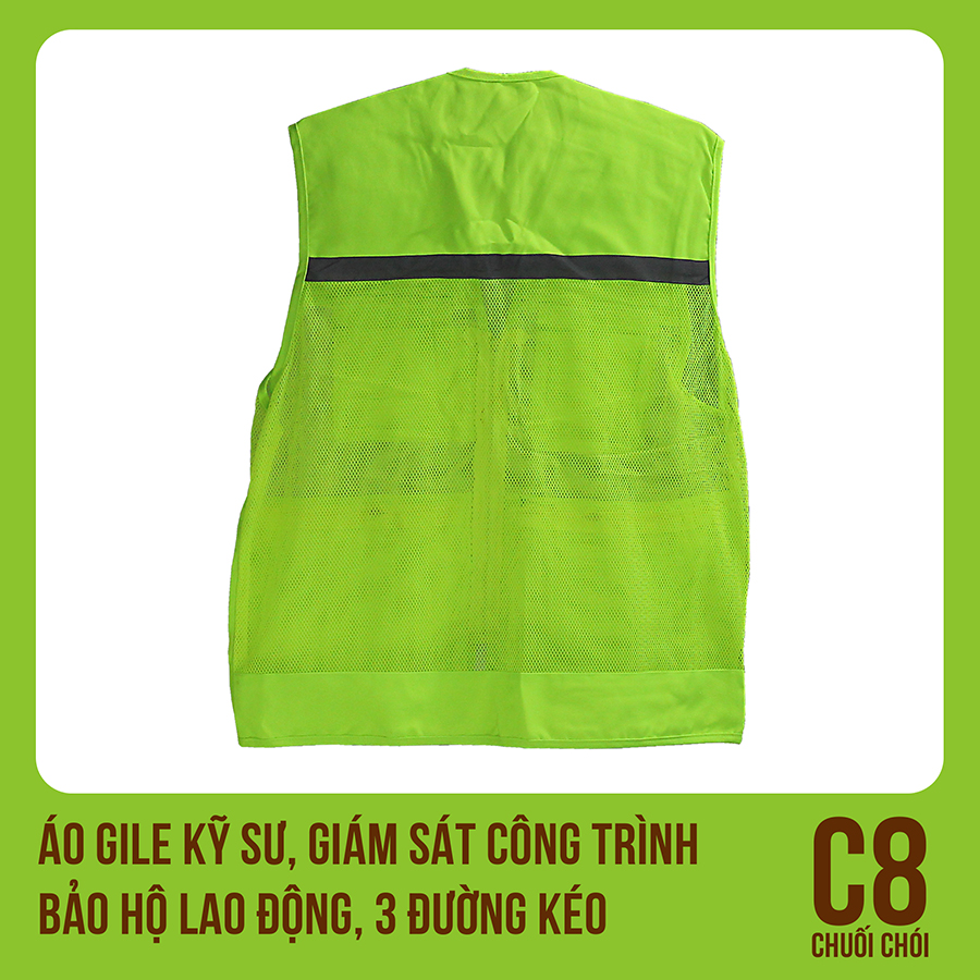 Áo Gile Kỹ Sư, Giám Sát Công Trình, Bảo Hộ Lao Động, 3 Đường Kéo - Mã C8 (Chuối Chối)