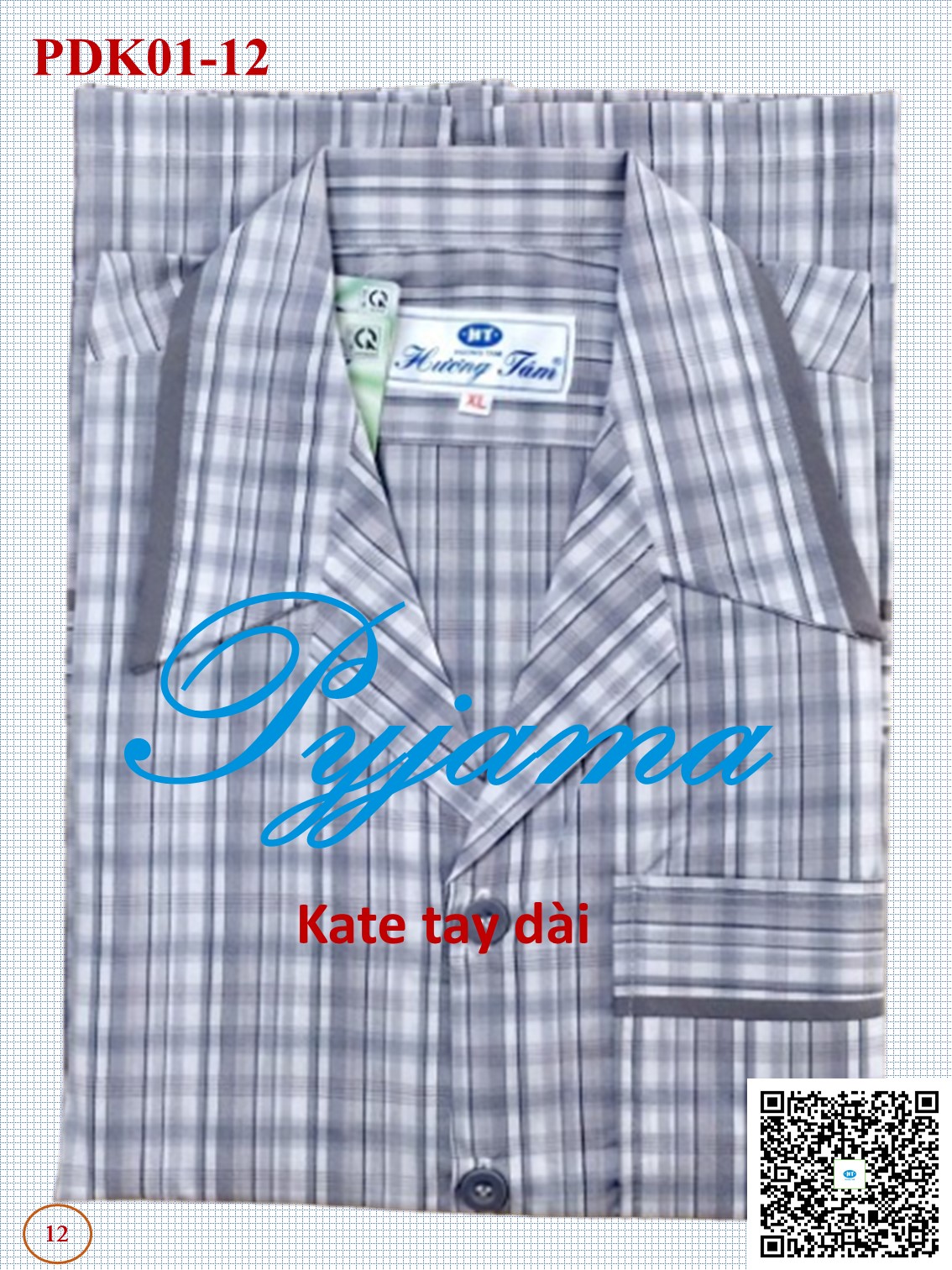 Bộ Pyjama HUONGTAM Kate tay dài nam cao cấp(PDK01). Chất liệu Kate loại tốt: mềm mại, thoáng mát, không phai màu