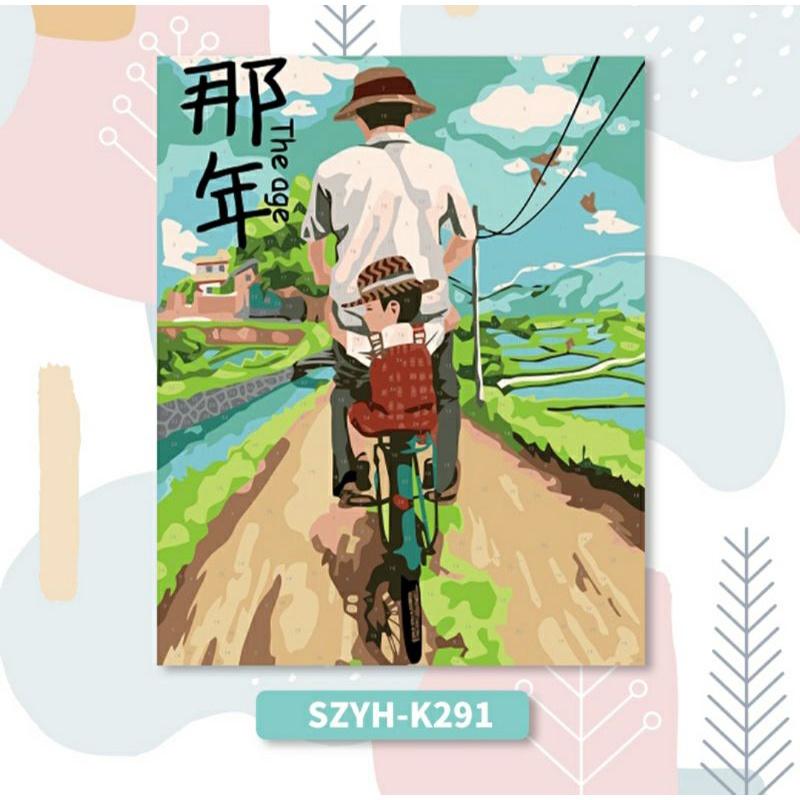 Tranh sơn dầu số hóa DIY đã căng khung khổ 40x50cm - Tình cha