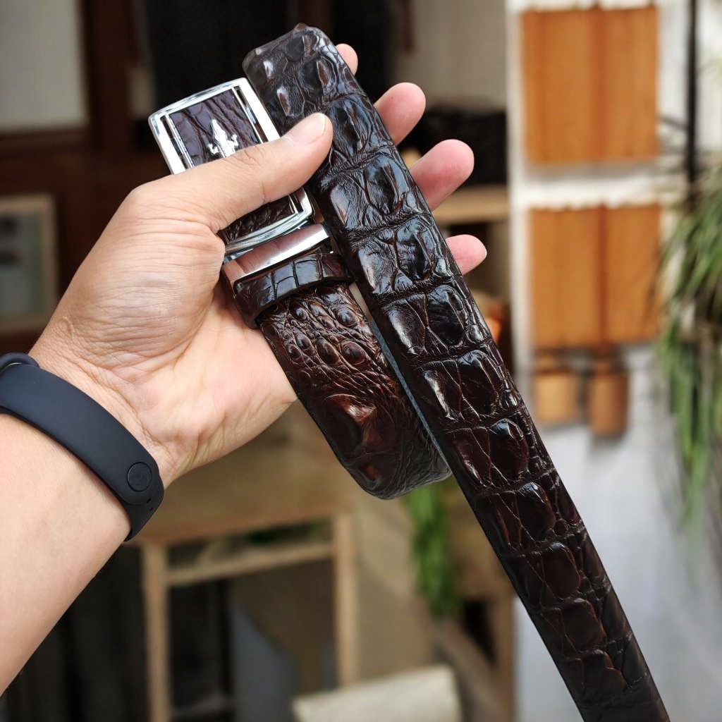 Dây Thắt Lưng Gù Gai Cá Sấu Rất Đẹp TS103B (mặt bạc)
