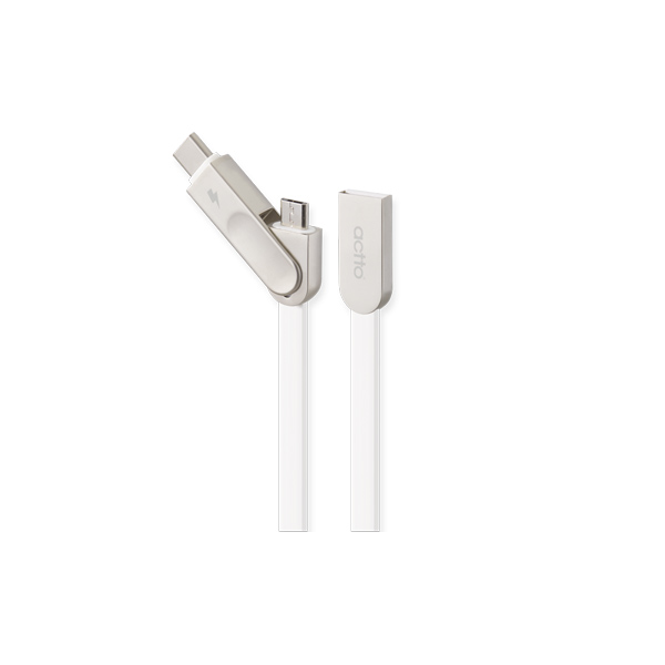 Cáp sạc đa năng 2 in 1 type C & Micro dài 1m - Great Type C Micro 5Pin Charging & Data Cable Actto USB-34 - Hàng chính hãng