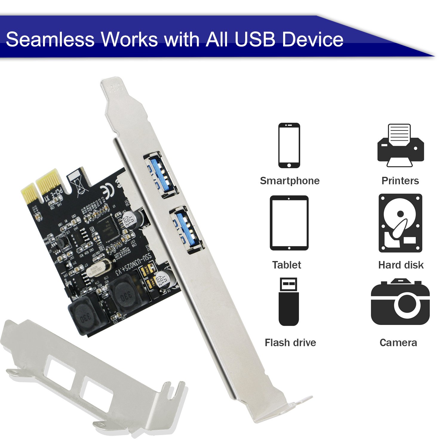 Card PCI-E mở rộng ra 2 cổng USB 3.0 không cần nguồn phụ D00-249