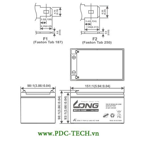 Ắc Quy LONG 12V-12Ah WP12-12SE -