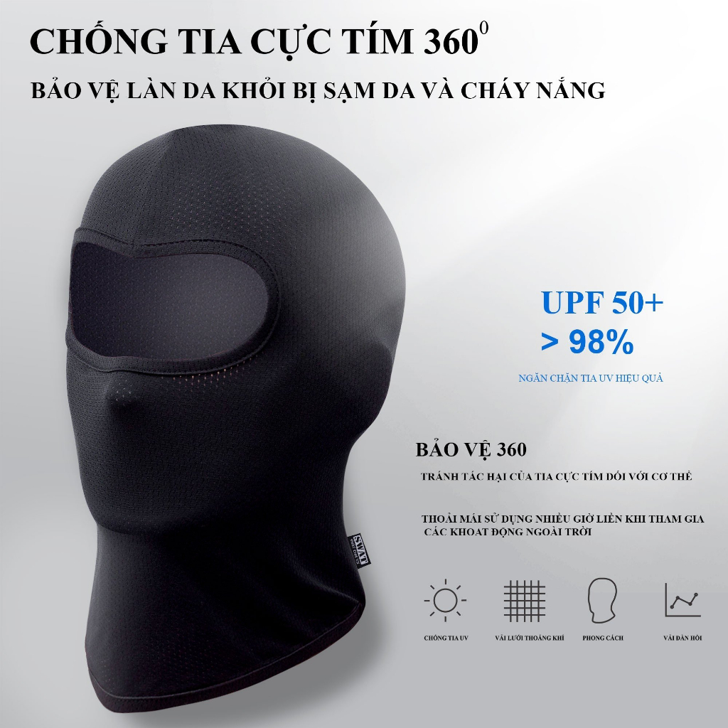 Khăn trùm kín mặt chống nắng, chống tia UV khi đi xe dành cho cả nam và nữ Rimix Khẩu trang băng lụa chống nắng cao cấp chống tia UV, chống bụi, UPF50+