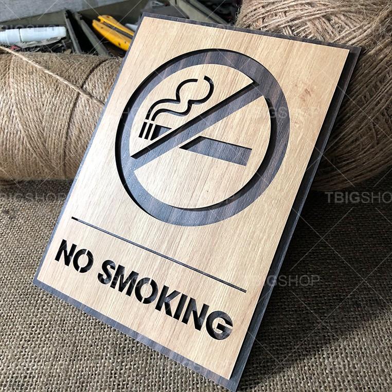 Bảng gỗ cấm hút thuốc sẵn keo 2 mặt dán tường