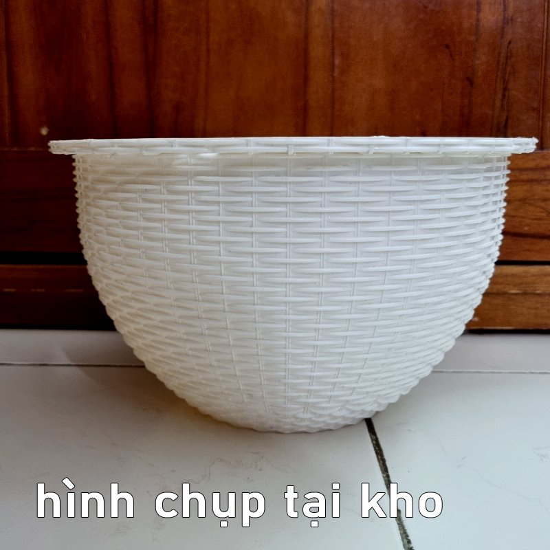 10 CHẬU nhựa treo đan mây,mẫu sang trọng,cứng dày (kèm dây treo) đường kính 22x15cm-77521