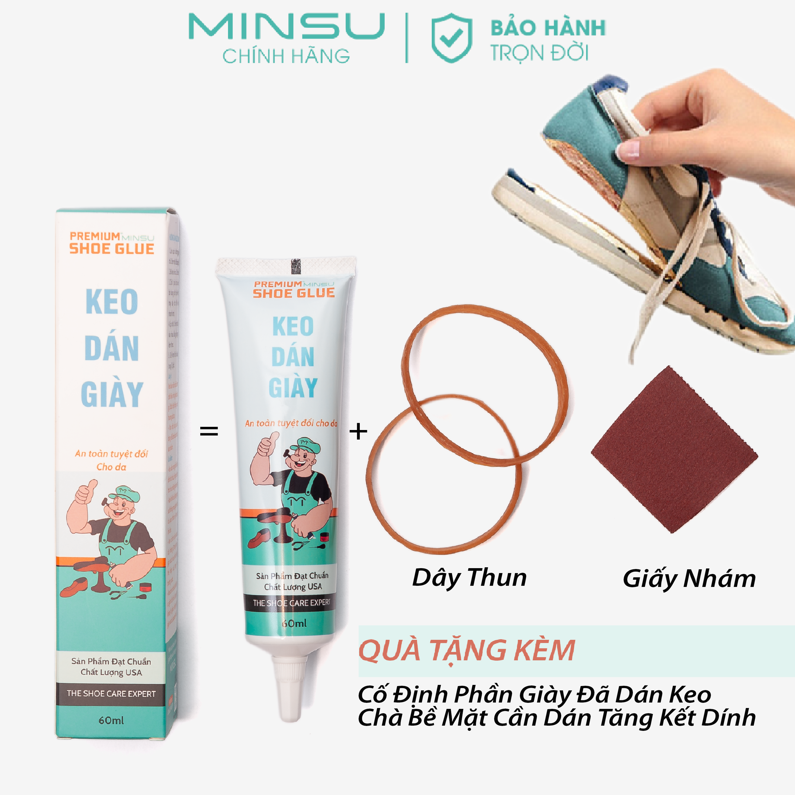 Keo Dán Giày Trong Suốt Siêu Dính Đa Năng Chính Hãng MINSU M2522 Chuyên Cho Giày Dép Thể Thao Sneaker và An Toàn Tuyệt Đối Cho Da , Chống Chịu Nước