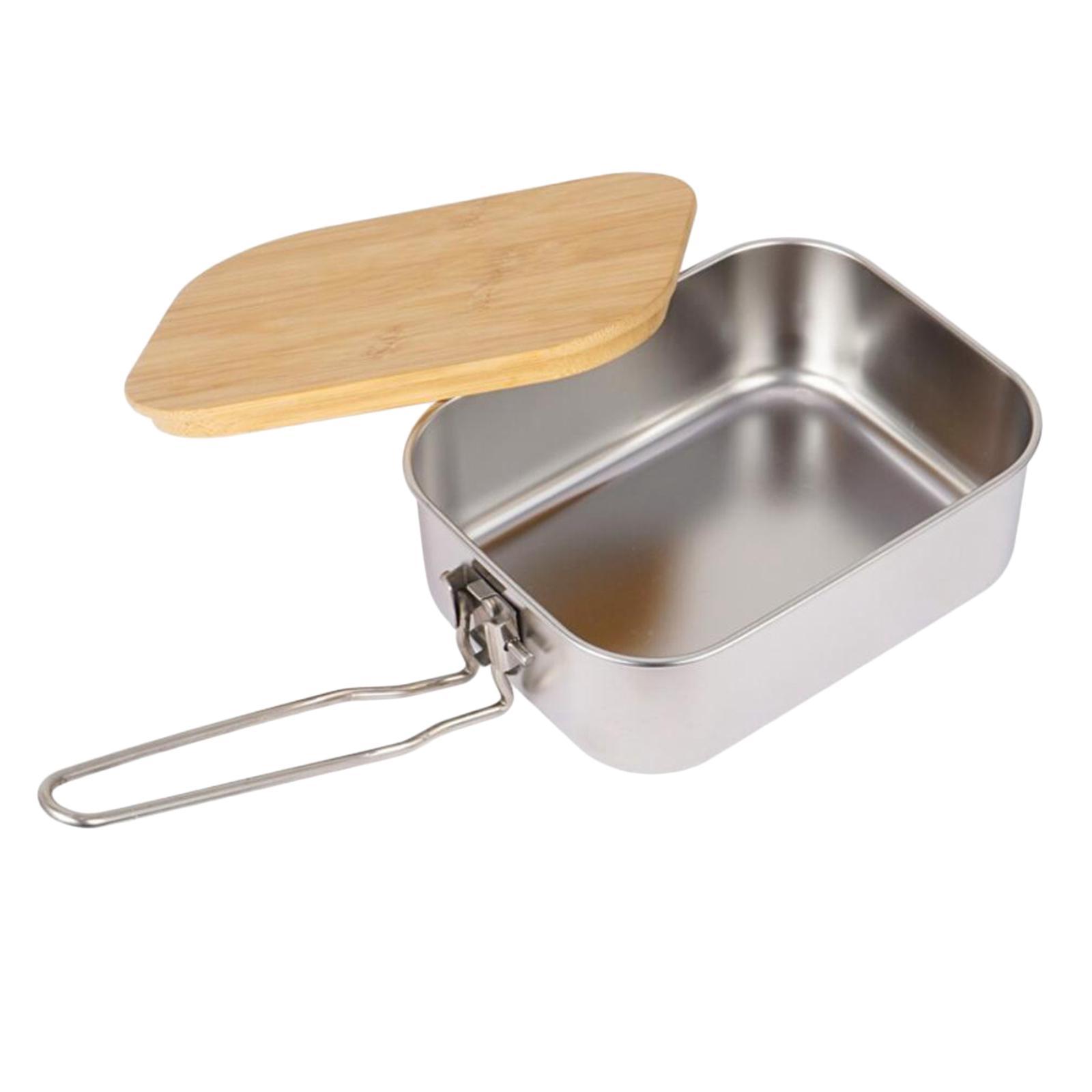 Lunch Box Bento Food Container Handle Lid for Kids Men Women Stainless Steel