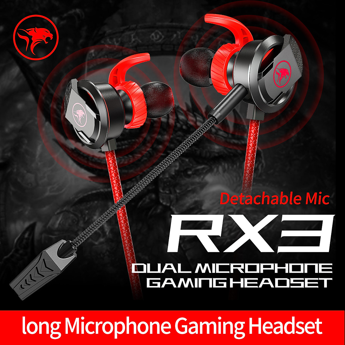 Tai Nghe Gaming RX3 Có Mic Rời Dùng Cho Điện Thoại, Laptop, PC Hỗ Trợ Chơi Game PUBG COD FF TỐC CHIẾN