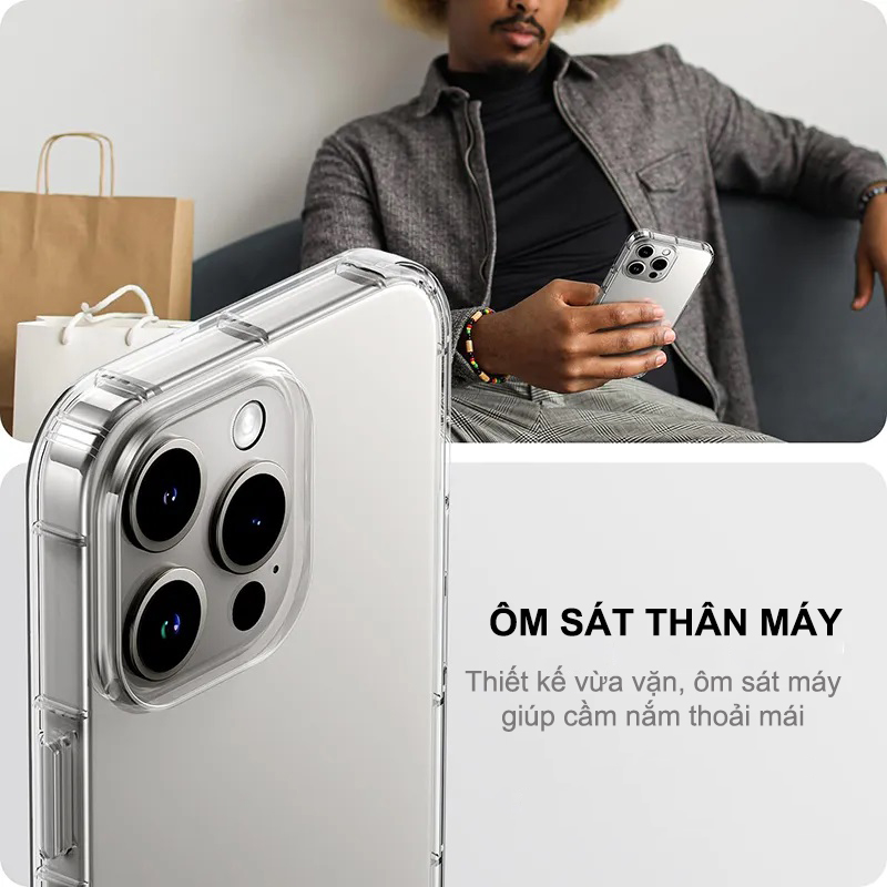 Ốp lưng trong suốt chống va đập cho iPhone 15 Pro Max/ iP 15 Pro/ 15 Plus/ iPhone15 hiệu likgus Crystal - Thiết kế viền dẻo, mặt lưng cường lực chống sốc - Hàng nhập khẩu