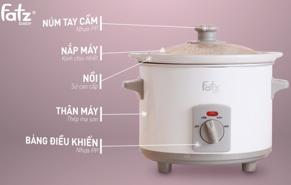 NỒI NẤU CHẬM 1,5 LÍT FATZ BABY FB9015MH - Hàng Chính Hãng