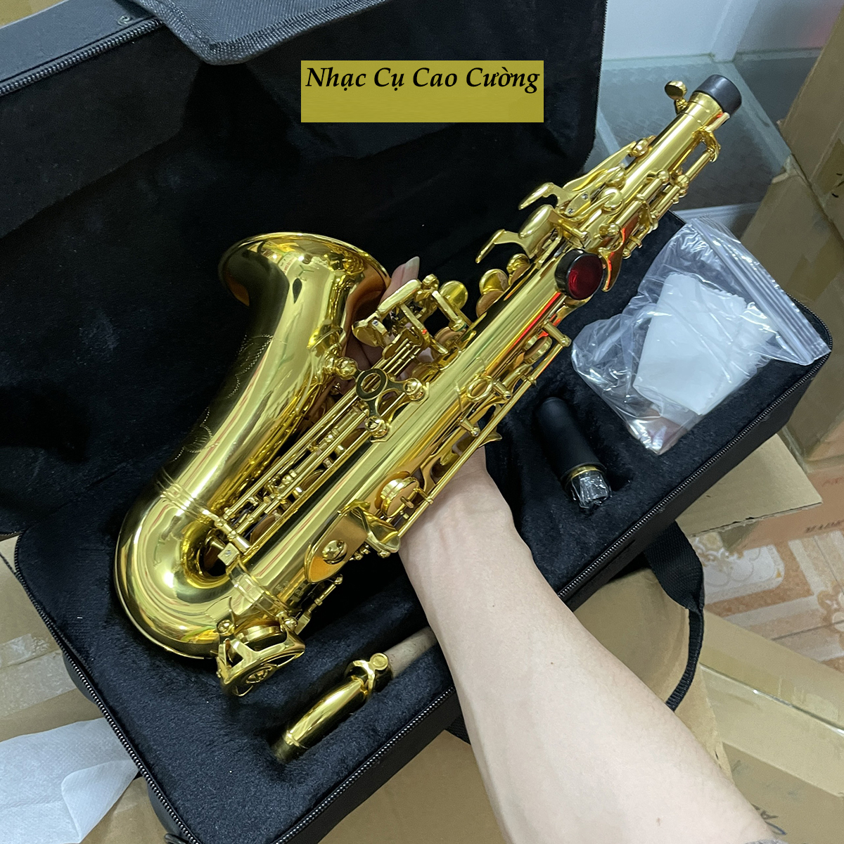 Kèn Saxophone Soprano Mới Đầy Đủ Phụ Kiện