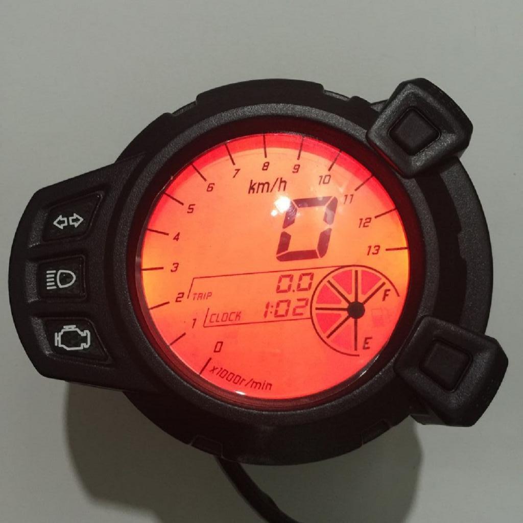 7 Color 12V Motorcycle LCD Digital Speedometer Odometer Tachometer Gauge