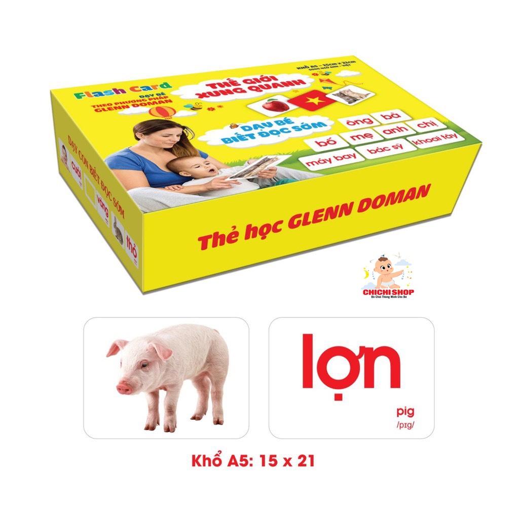 Bộ Thẻ Học Thông Minh FlashCards Song Ngữ Anh Việt Theo Phương Pháp Glenn Doman -Trọn Bộ 14 Chủ Đề 100 Thẻ A5