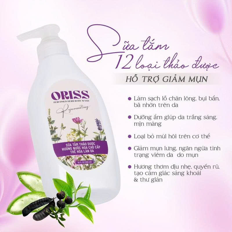 Sữa Tắm Giảm Mụn Lưng Oriss Làm Mờ Vết Thâm, Sẹo Mụn Chai 300ml