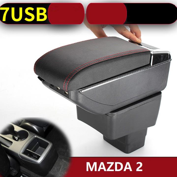 Hộp tỳ tay ô tô Mazda 2 tích hợp 7 cổng USB DUSB-MZDA - 2 màu: Đen và Be