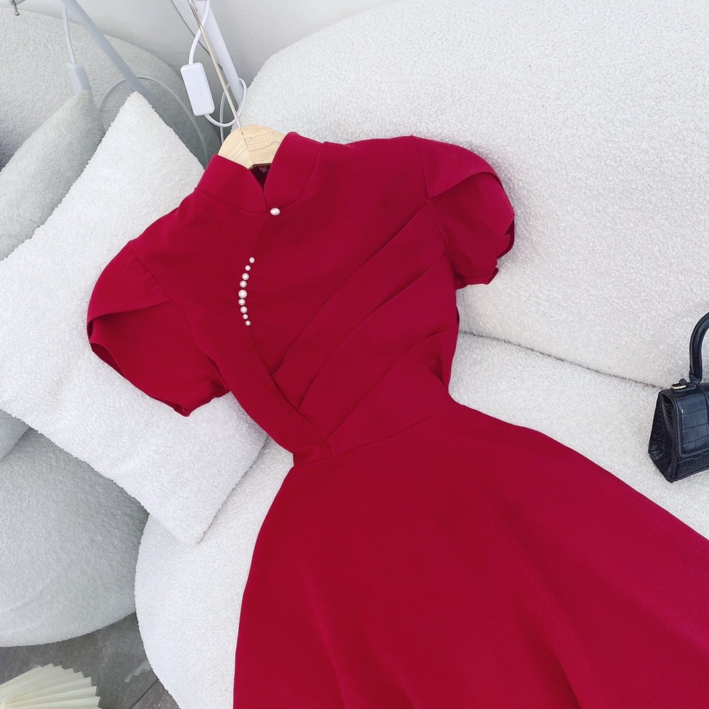Đầm đỏ cổ tàu 2 mẫu siêu hot