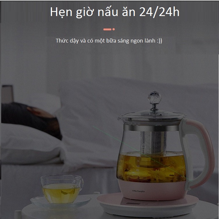 Bình đun nước thủy tinh - bình đun pha trà thủy tinh - bình nấu ăn hẹn giờ