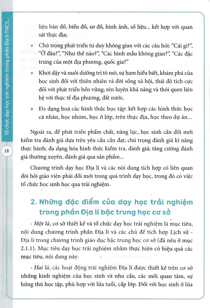 Tổ Chức Dạy Học Trải Nghiệm Trong Môn Lịch Sử Và Địa Lí THCS - Phần Địa Lí (Theo Chương Trình GDPT 2018 Và SGK Mới)