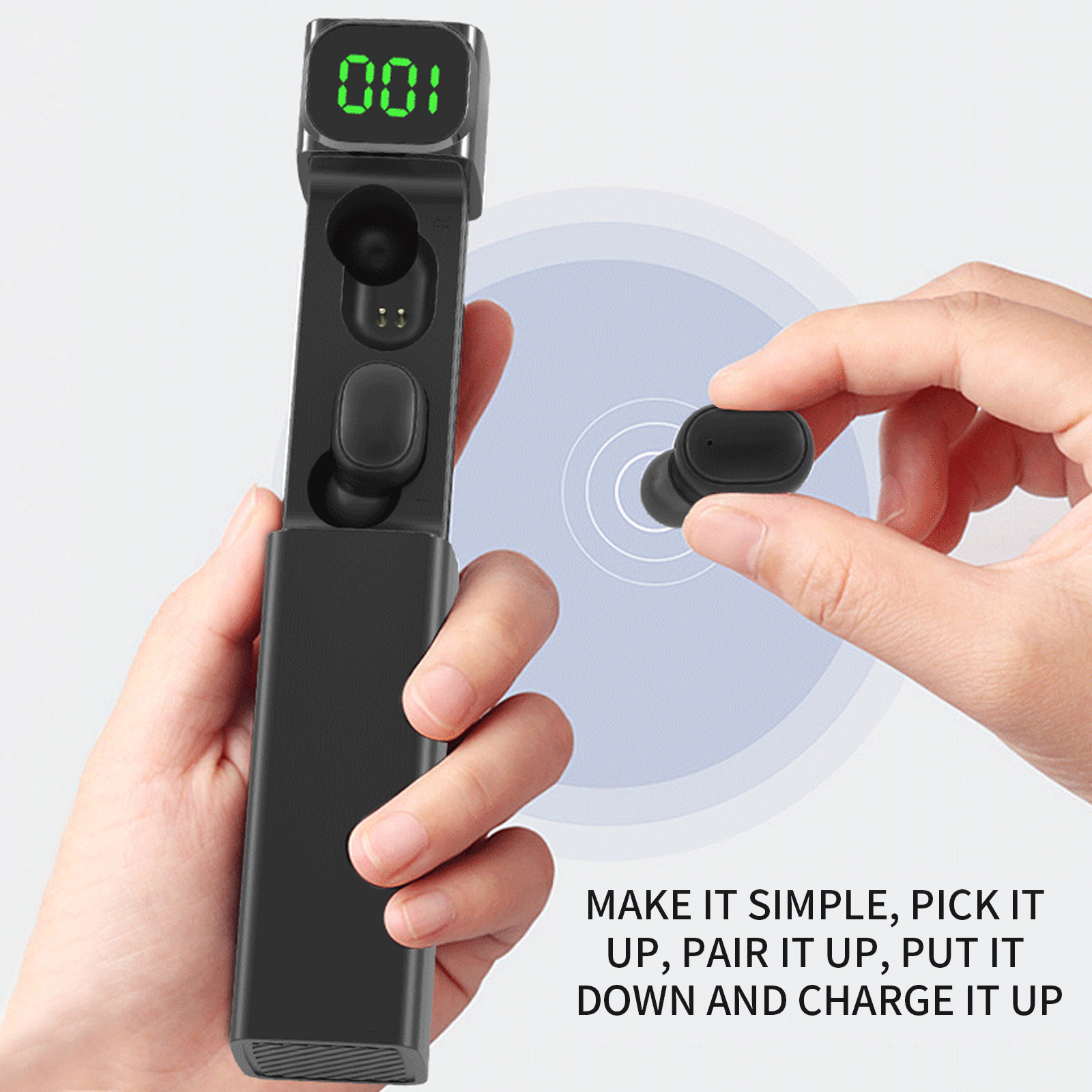 Tai Nghe Không Dây Nhét Tai BQC-01 Bluetooth 5.0 Mini TWS Có Hộp Sạc Mic
