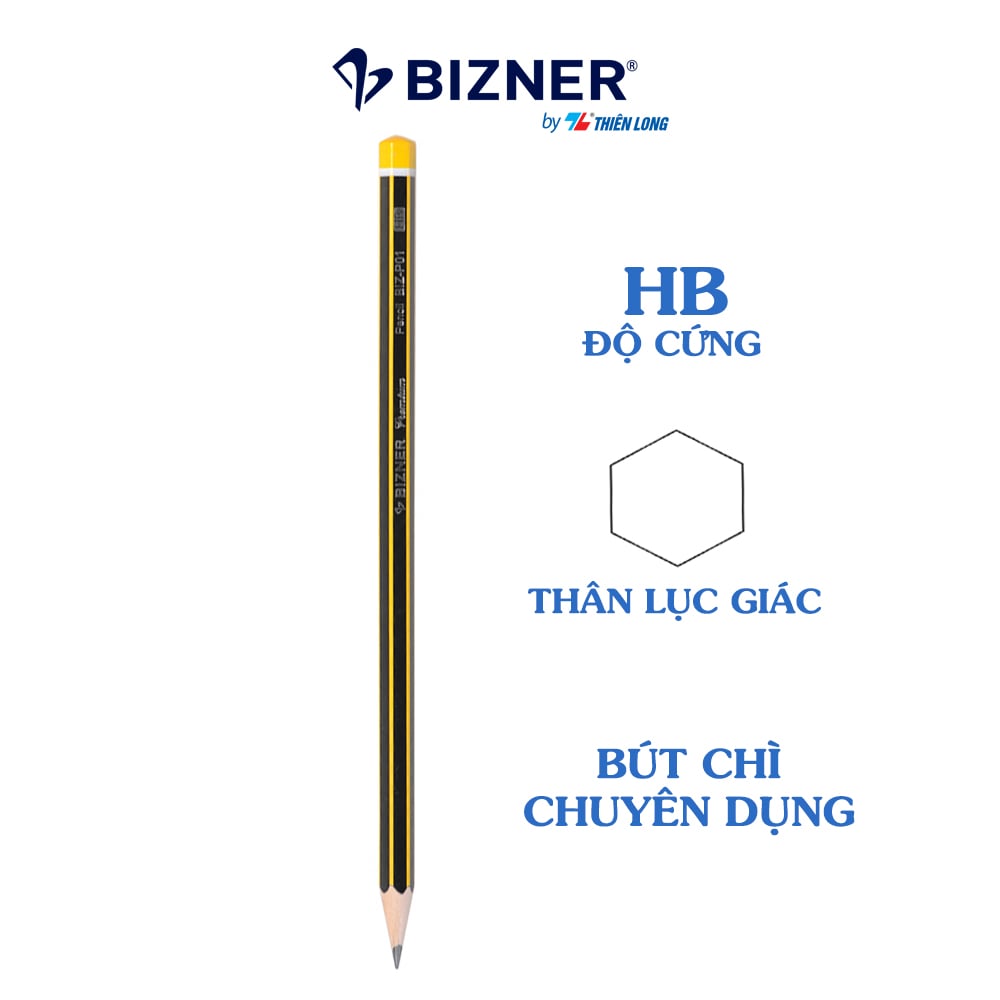 Hộp 10 cây Bút chì gỗ HB cao cấp Bizner BIZ-P01