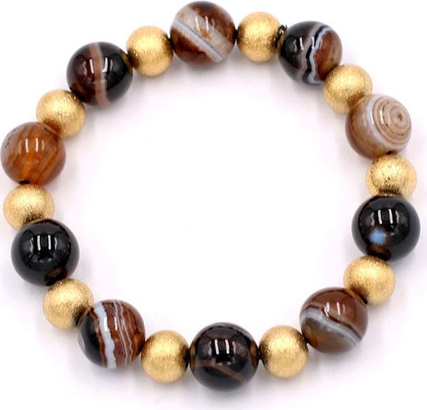 Vòng tay chuỗi hạt - đá mã não nâu sọc 10 ly VMANSHVT1 - vòng đeo tay phong thủy