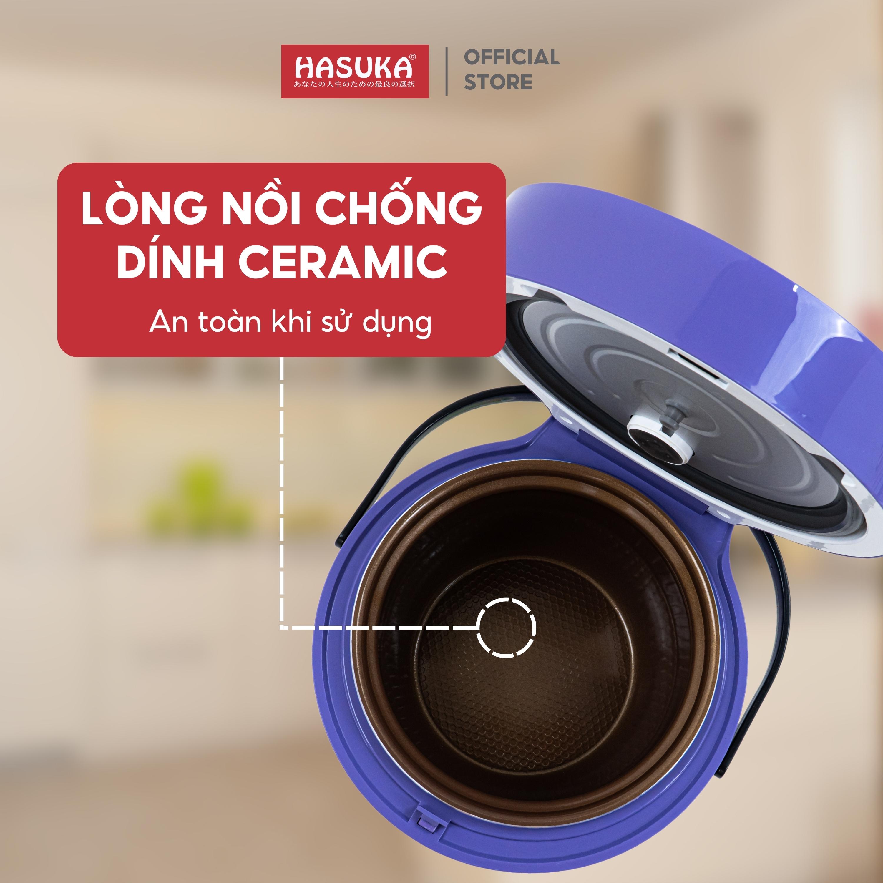 Nồi cơm điện HASSUKA HSK-866 dung tích 1.8L, công suất 700W- Lòng niêu dầy chống dính ceramic, chống xước siêu bền- Hàng chính hãng