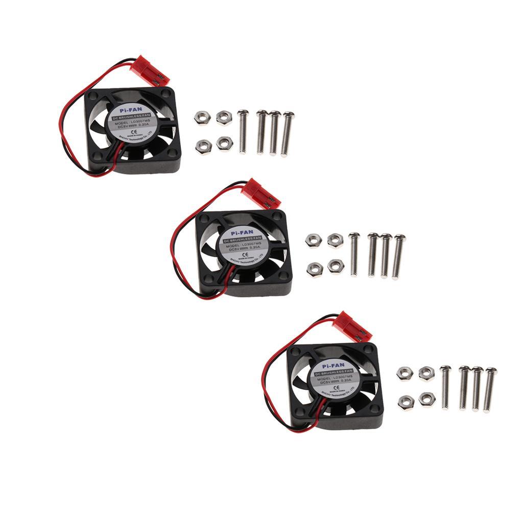3Pack Cooling Fan 30x30x7mm Brushless CPU Cooler Fans +Heatsink for Raspberry Pi