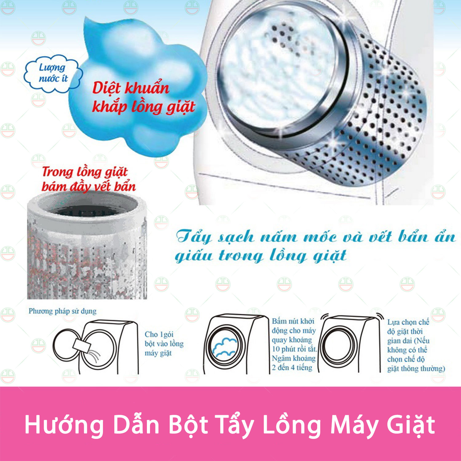 [Diệt Khuẩn] Bột Tẩy Vệ Sinh Lồng Máy Giặt KhoNCC Hàng Chính Hãng Diệt Khuẩn - Loại Mùi Hôi Máy và Đường Ống Xả Nước - KDHS-3158-BTVS