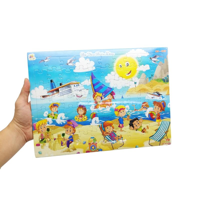 Bộ Xếp Hình Khổ A3 Puzzle Minh Châu 70-047 - Bé Yêu Biển Lắm (70 Mảnh Ghép)