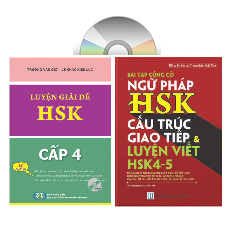 Combo 2 Sach Luyên Giai Đê Thi Hsk Câp 4 Co Mp3 Nge Bài Tập Củng Cố Ngữ Pháp Hsk Cấu Trúc Giao Tiếp &Amp; Luyện Viết Hsk 4 - 5 Kèm Đáp Ándvd Tai Liêu