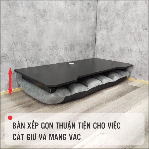 Bàn chân K đen gaming gấp gọn ngồi bệt, bàn học thiết kế mới độc đáo chân sắt 4x4cm chắc chắn bền đẹp