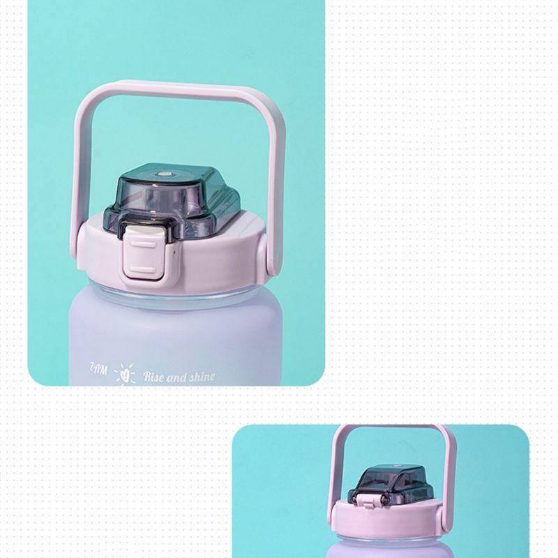 BÌNH NƯỚC 2L MÀU MỜ NHÁM CÓ HÌNH STICKER TỰ DÁN VÀ DÂY ĐEO