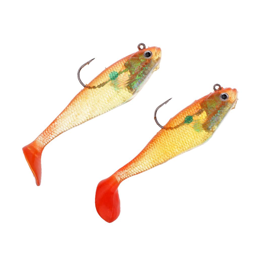 2pcs T Tail Soft Minnow Lure Lead Fishing Lures Silicone Shad Swimbaits 22g