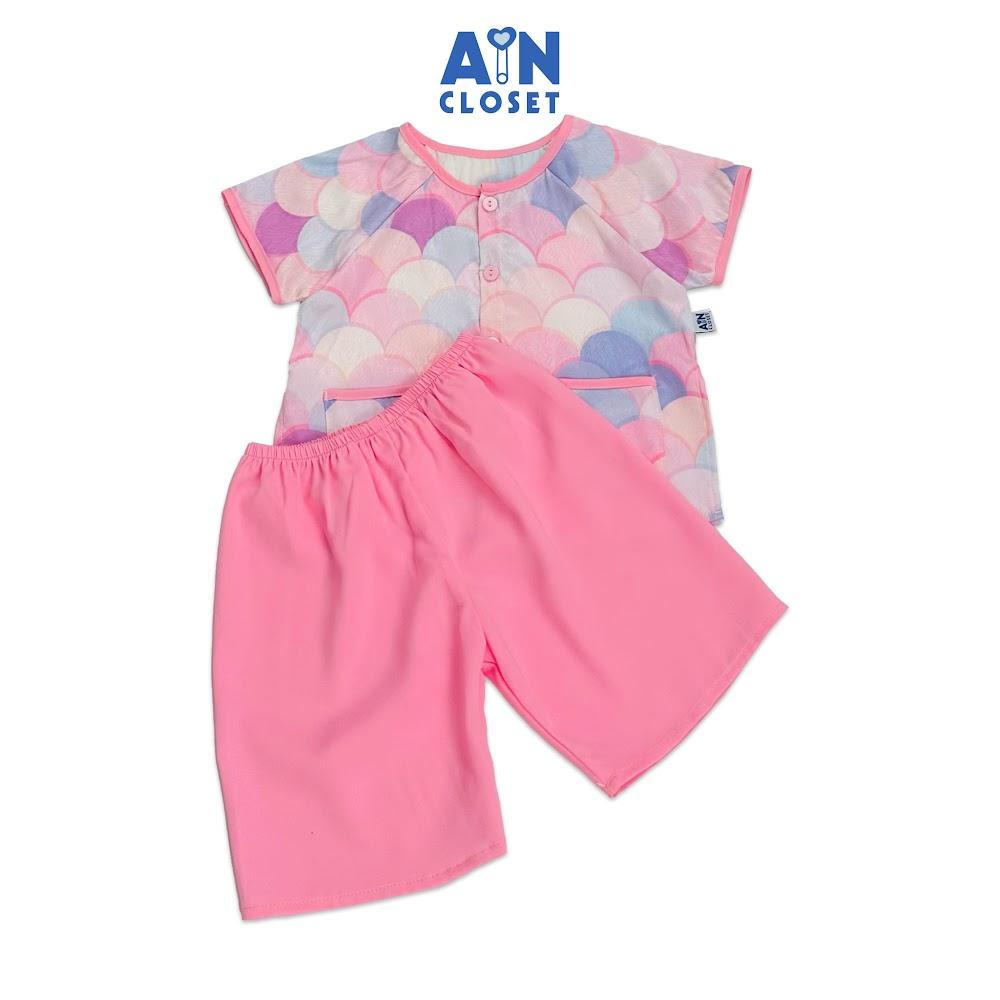 Bộ quần áo Bà ba Lửng bé gái họa tiết Bóng Baby lụa hồng - AICDBGOVWZPG - AIN Closet