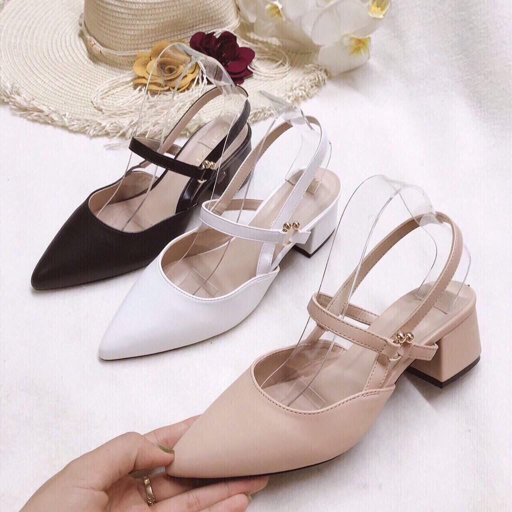 Giày sục nữ đính hạt hồ ly mũi nhọn. Ảnh thật