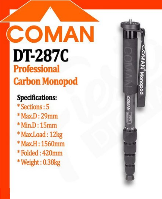 Chân máy ảnh Coman Monopod DT-287C Carbon, Hàng chính hãng