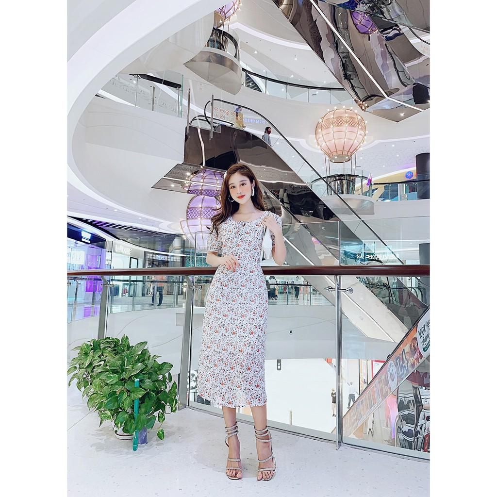 Đầm dự tiệc hoa liti cột nơ siêu dễ thương - sáng da thích hợp đi chơi, đi tiệc đi dạo phố (Đ231)VDVDVDVD